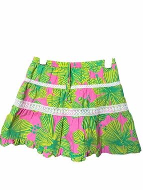 Girls Size 14 - Lilly Pulitzer Pink and Green Print Tiered Skirt